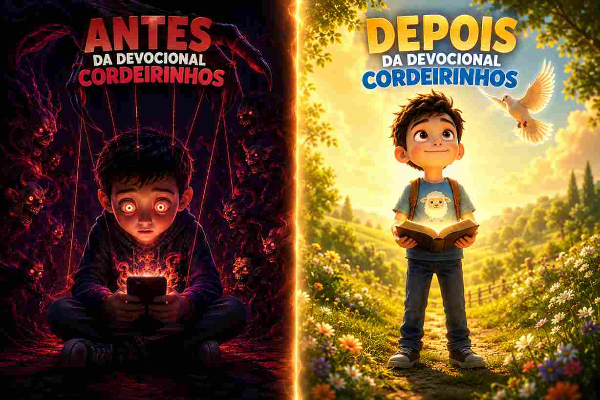 Criança vivendo o devocional — do vazio da tela para um momento com Deus